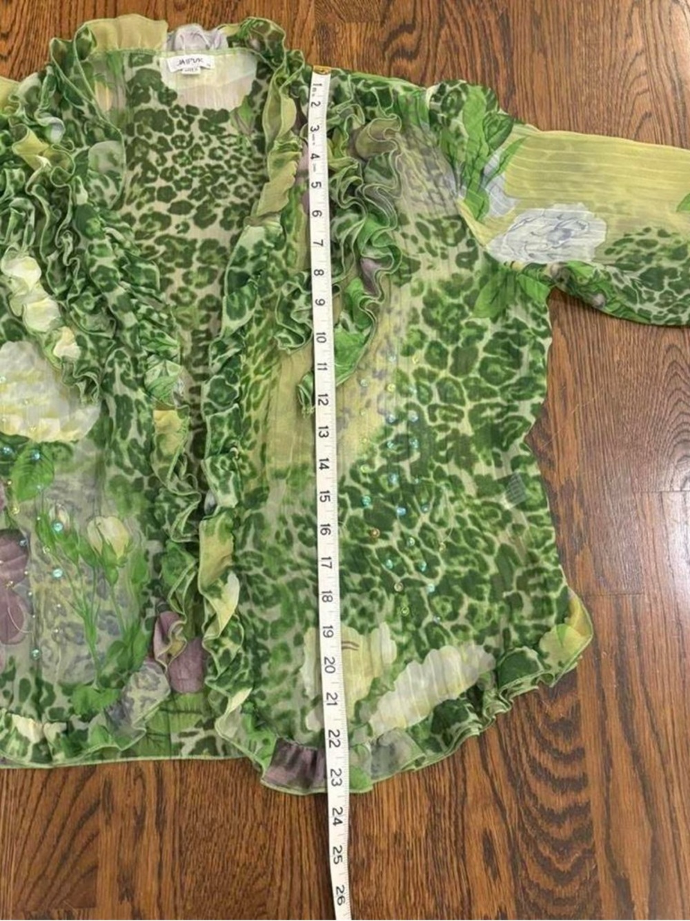 Y2K JAIPUR Sheer Ruffle Rhinestone Top - Picture 4 of 8